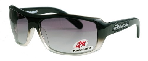 Anarchy Krooked Sunglasses Black to Clear Frames / Smoke Gradient Lens (new)