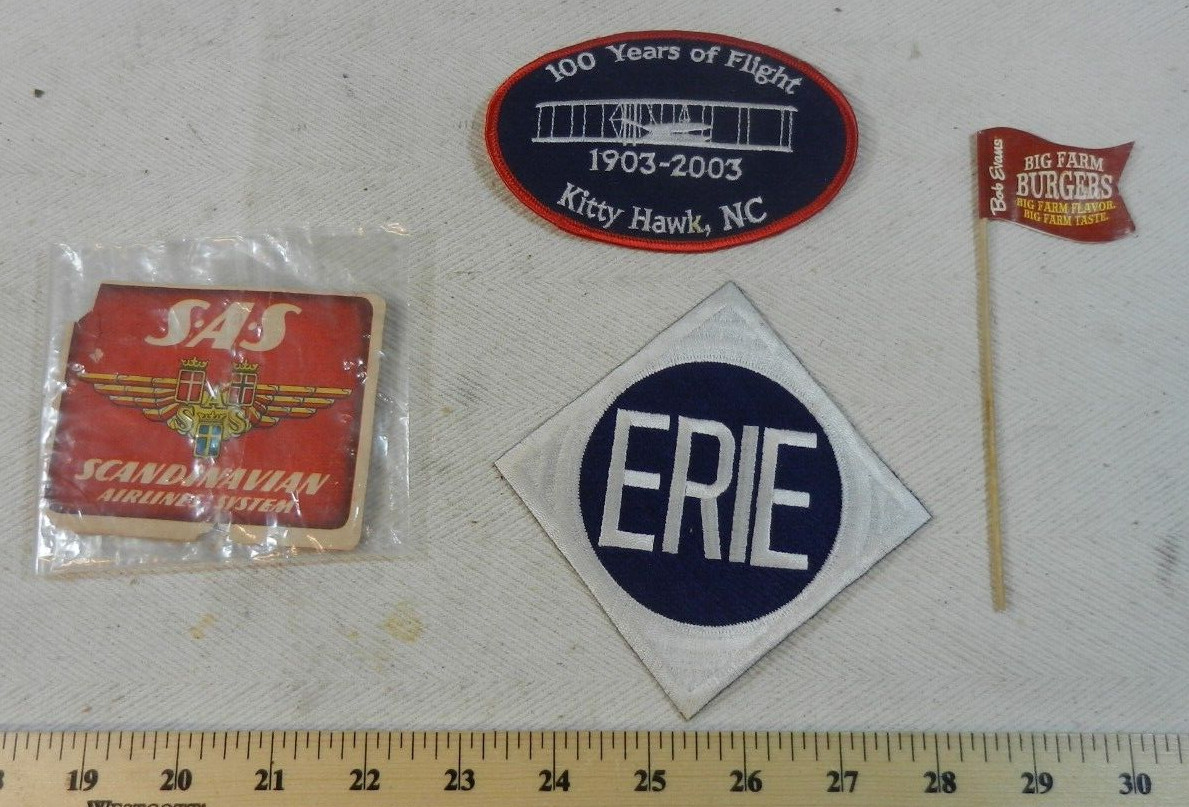 Kitty Hawk 100th Anniversary + Erie Railroad Patches + Bob Evans + Scandanavian