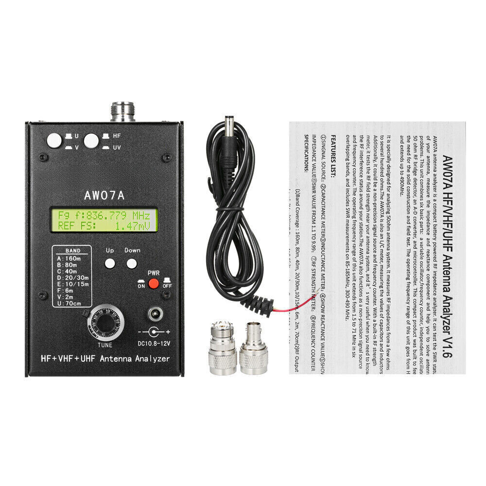 AW07A HF/UHF/VHF 160M 490Mhz Impedance SWR Antenna Analyzer Shortwave Ham Radio