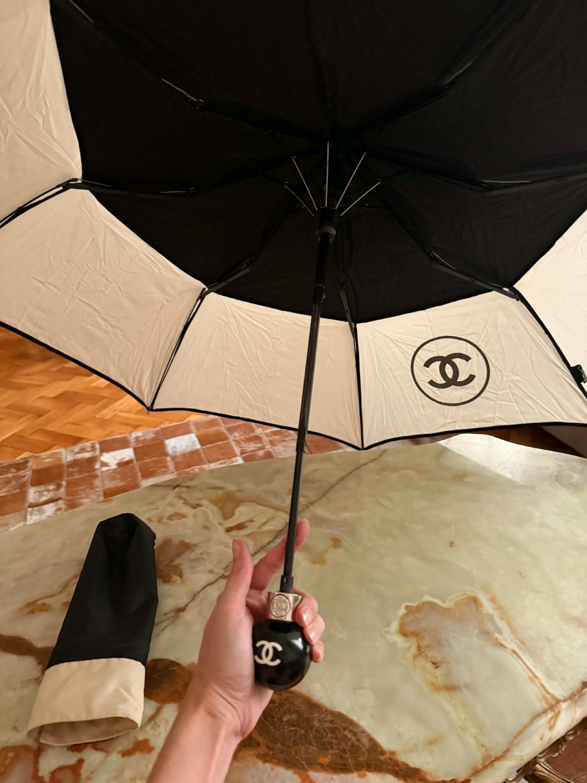Rare vintage authentic Chanel umbrella – chic statement piece