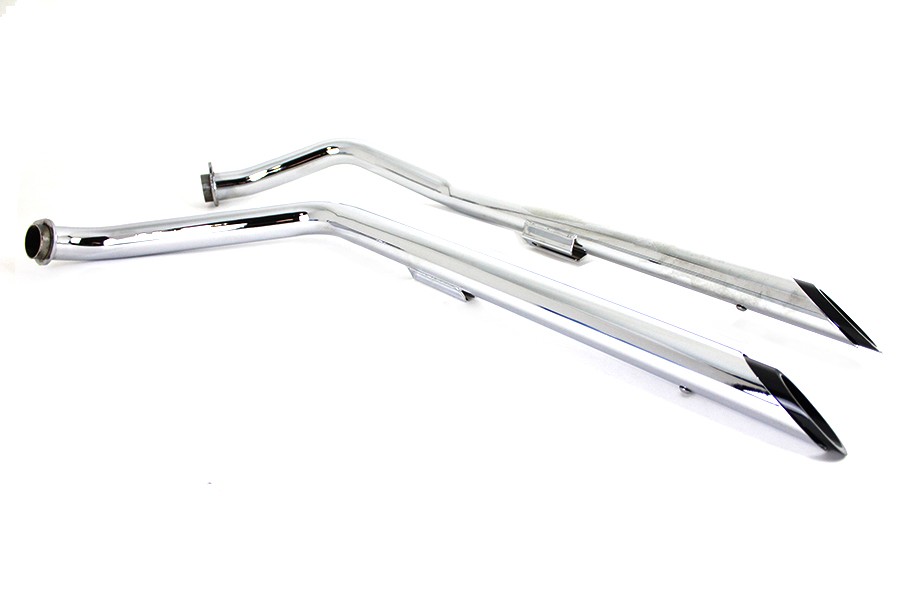 MCM Exhaust Drag Pipe Set with Black Tips for Harley-Davidson