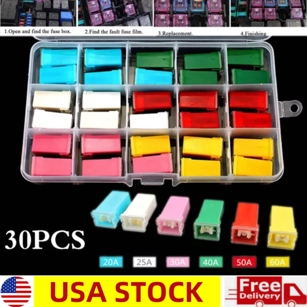 30PCS Automotive Fuses Assortment Kit Tall/Standard Fuses for RV SUV Car Boat