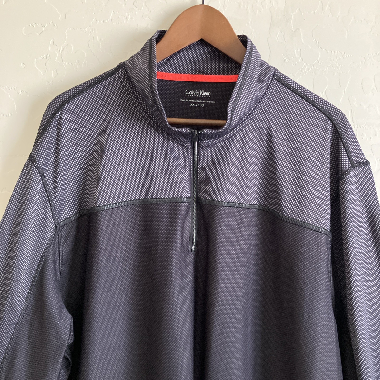 Mens XXL 1/4 Zip Pullover Gray Performance Long Sleeve Lightweight Calvin Klein