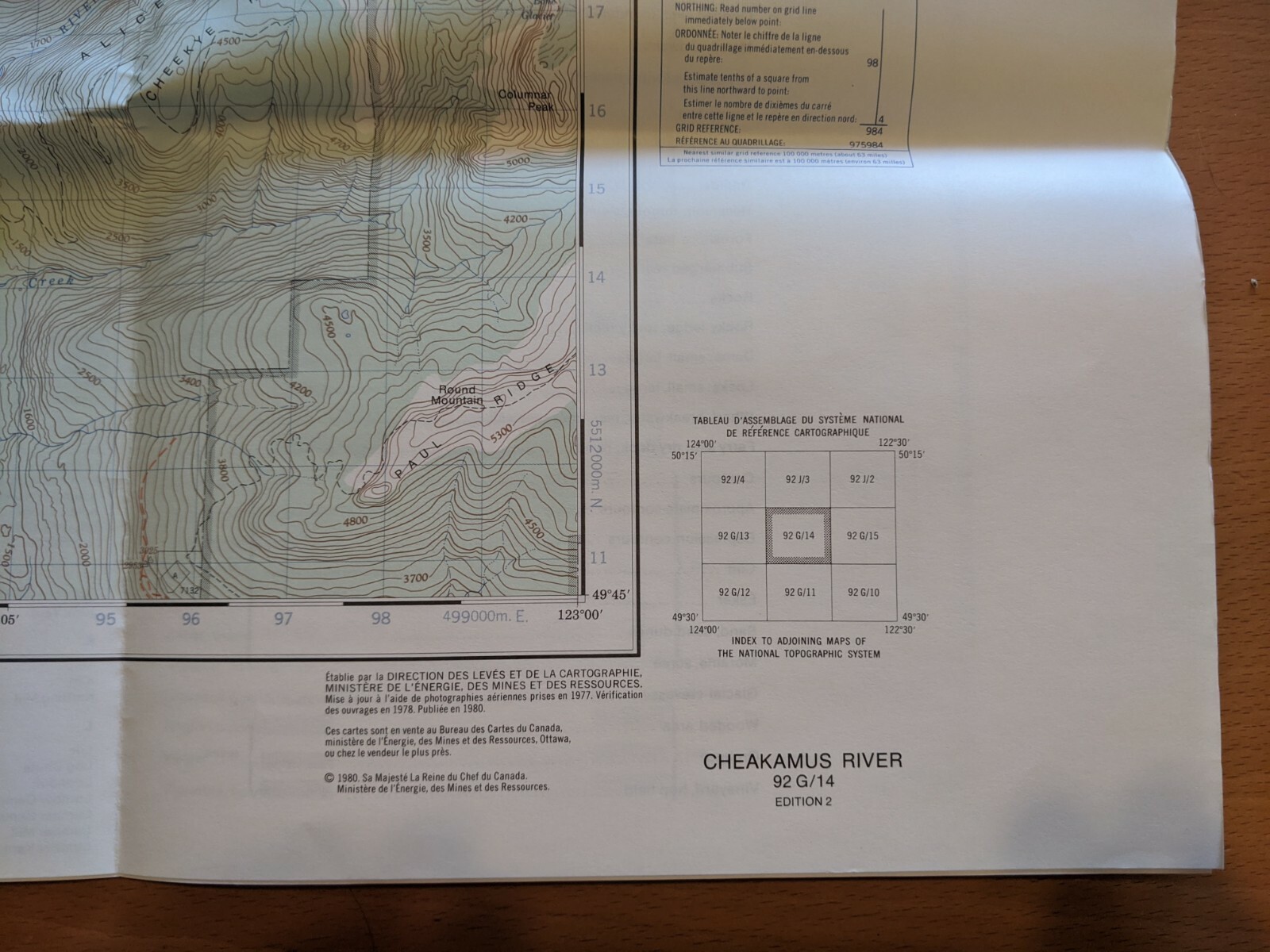 Topo Map Cheakamus River, BC, Canada 92 G/14 Ed. 2 1980 100 EXCELLENT CONDITION