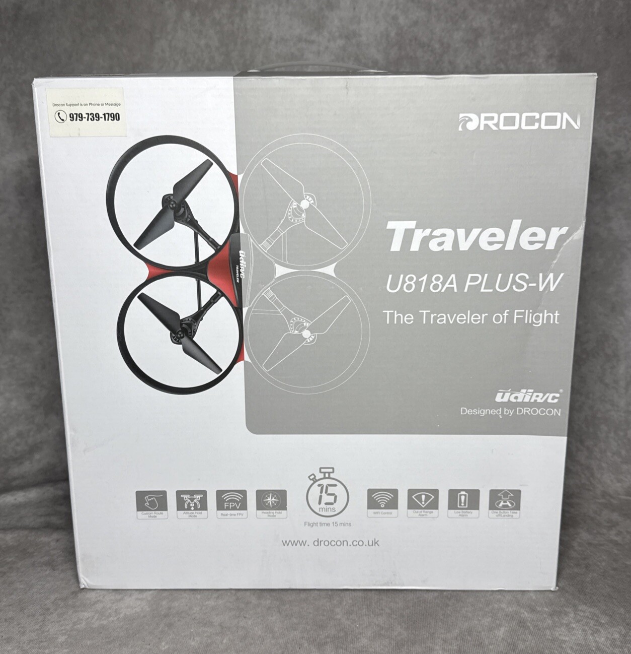 DROCON U818A Plus-W Drone 720p FPV Wi-Fi Altitude Hold Red 15 Min