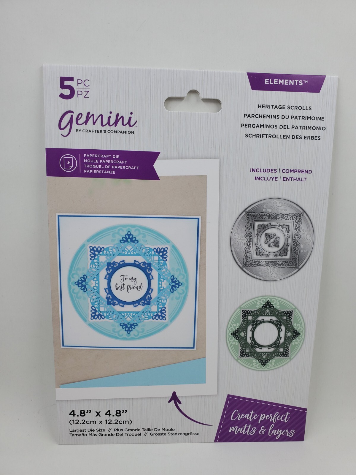 CC1 Crafter's Companion Heritage Scrolls Elements 5pc Heritage die set New