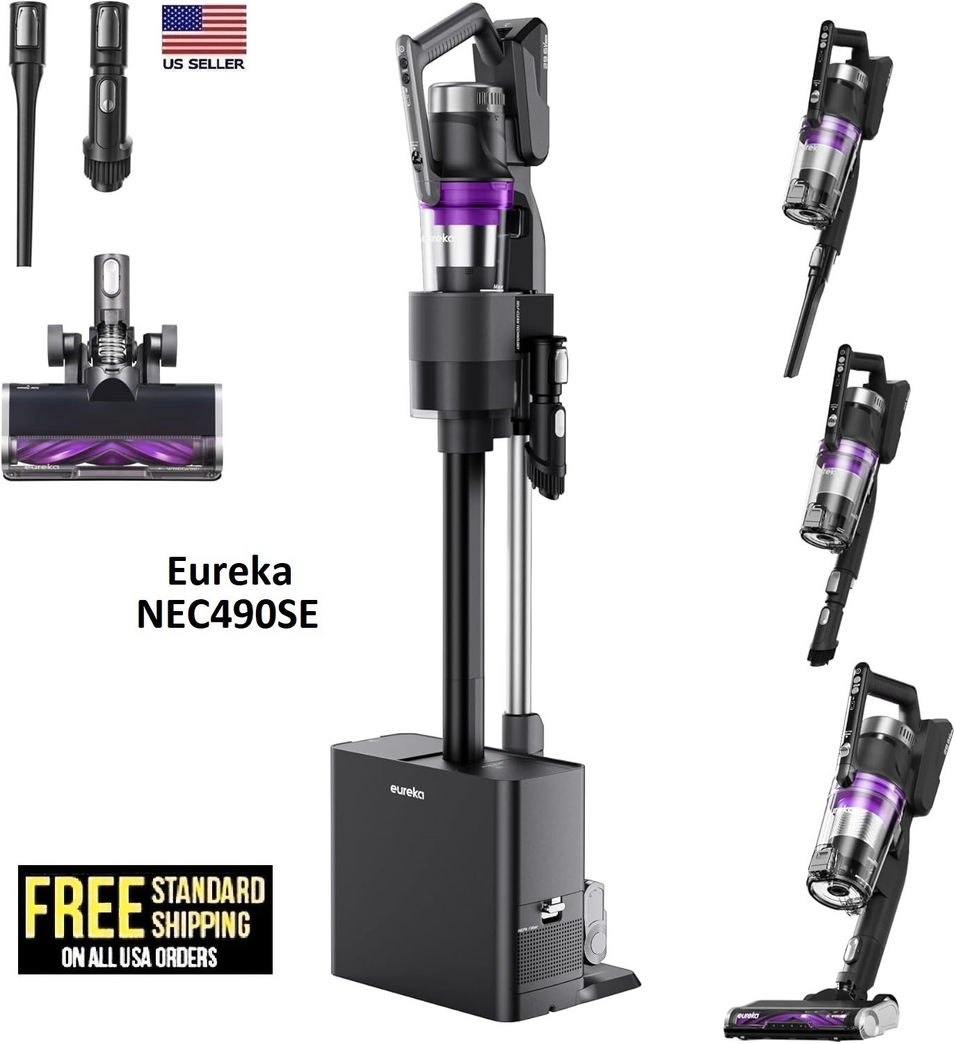 Eureka Stylus Elite NEC490SE Cordless Stick Vacuum With Self-Emptying Station