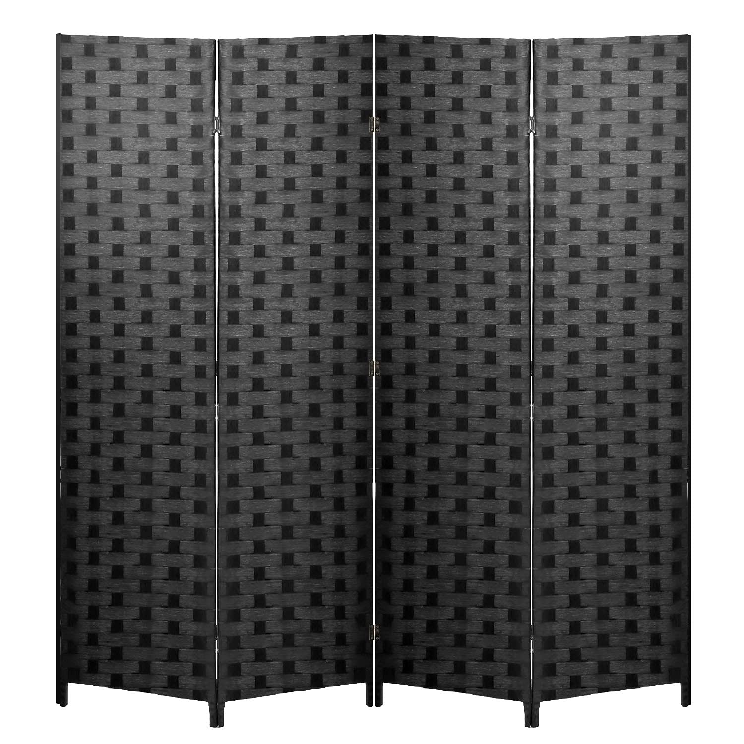 FDW Room Divider 6FT Wall Wood Screen 4 Panels 4 Panel, Black