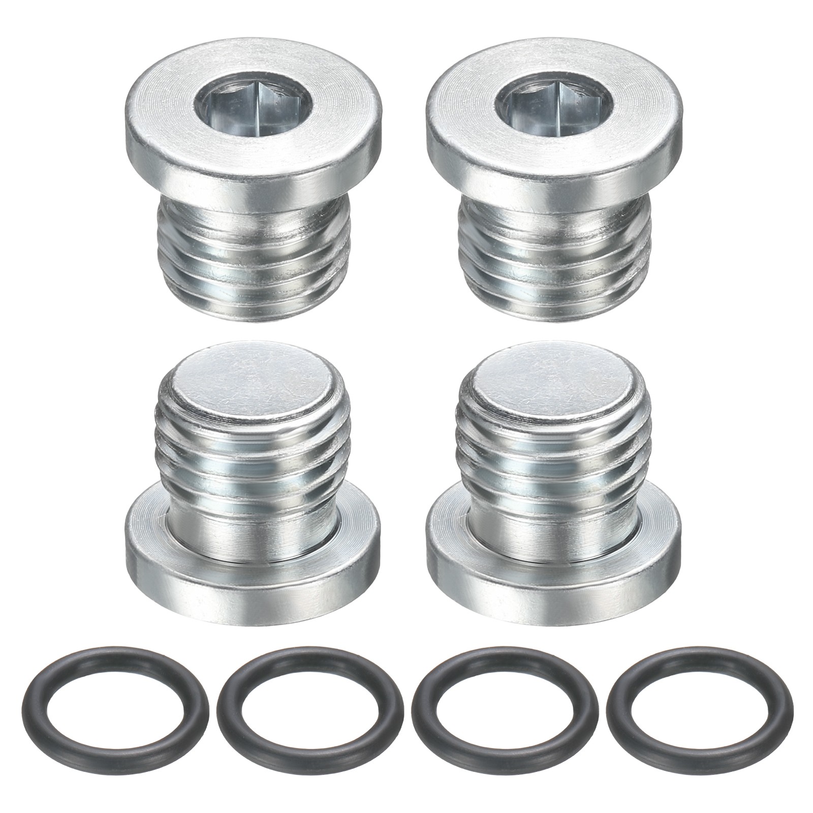 4Pcs SAE 7/16-20 UNF Carbon Steel Inner Hex Head Pipe Fitting Plug with O-Ring