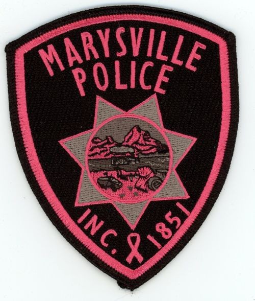 CALIFORNIA CA MARYSVILLE POLICE PINK BREAST CANCER NICE SHOULDER PATCH SHERIFF