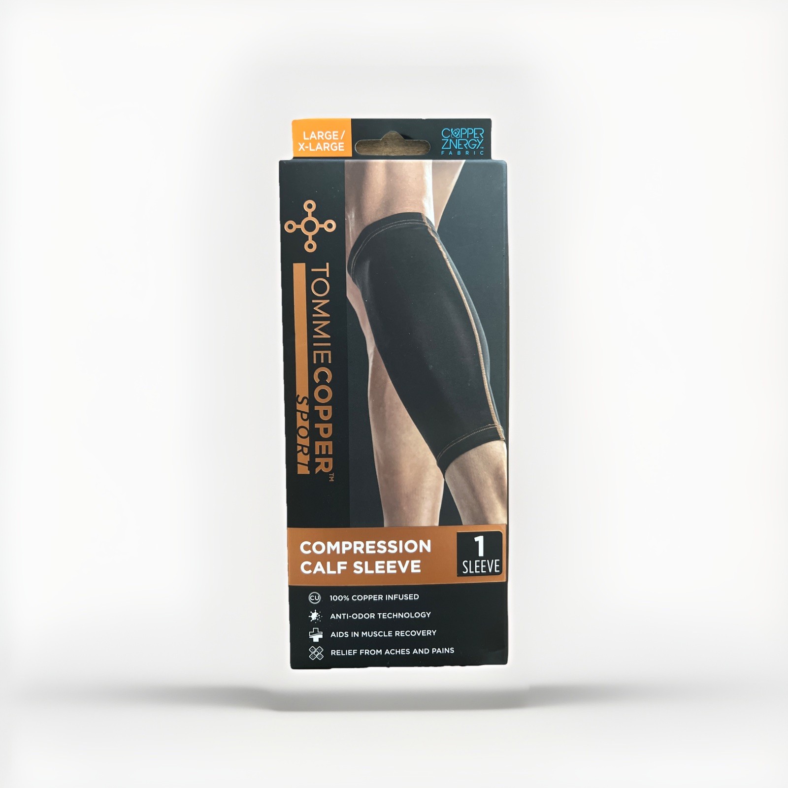Tommie Copper Sport Compression Calf 1 Sleeve L/XL Black Joint Pain Relief