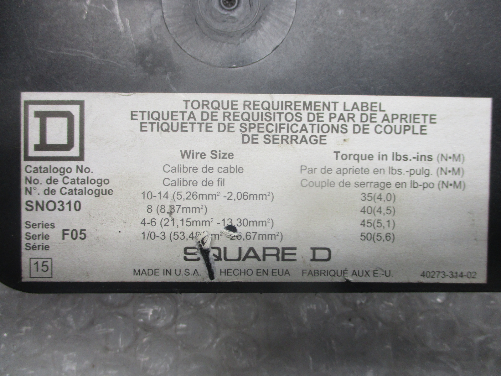 SQUARE D SN0310 SWITCH ASSEMBLY NSNP