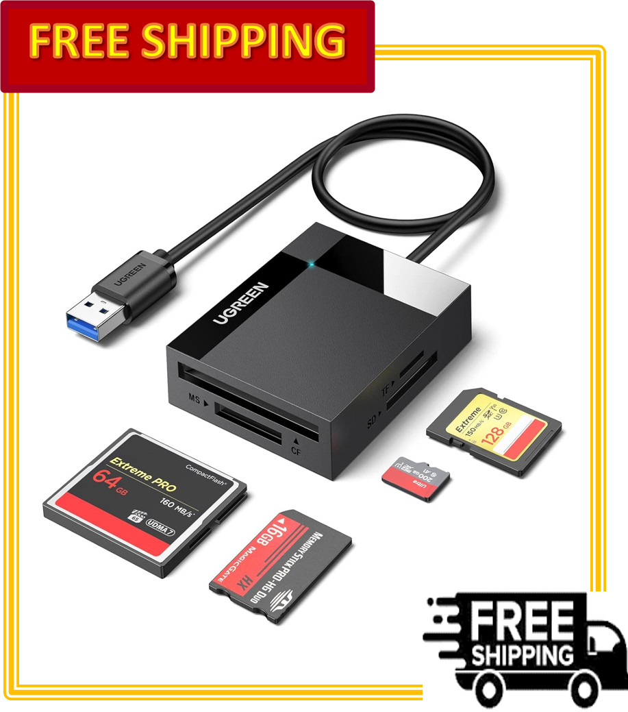 UGREEN USB 3.0 4-in-1 Memory Card Adapter Includes SD, Micro SD, MS & CF