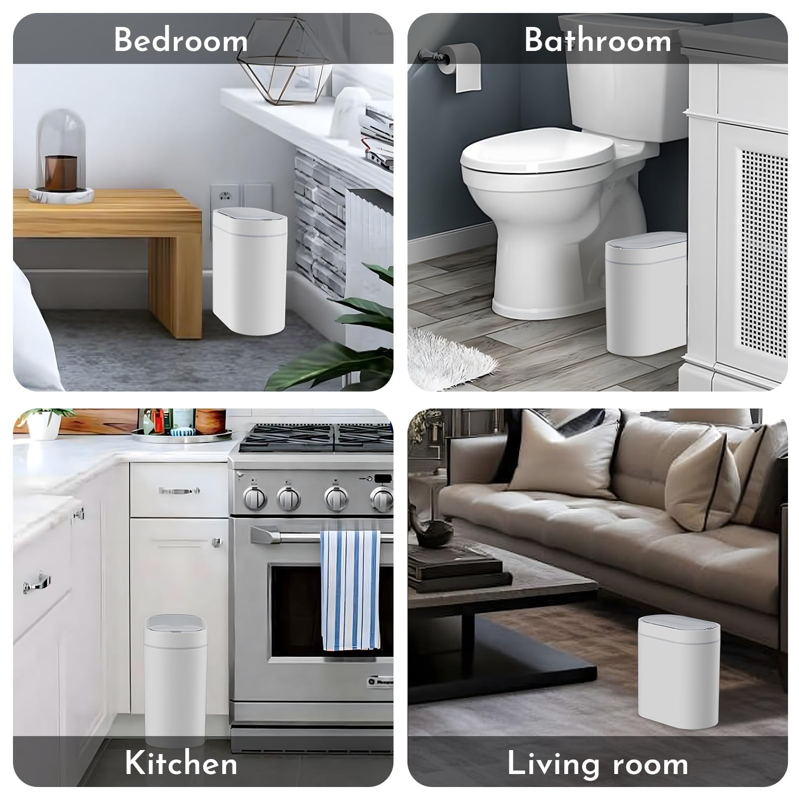 SYNCVIBE Bathroom Trash Can with Lid 2 Gallon Slim Motion Sensor Garbage Can ...