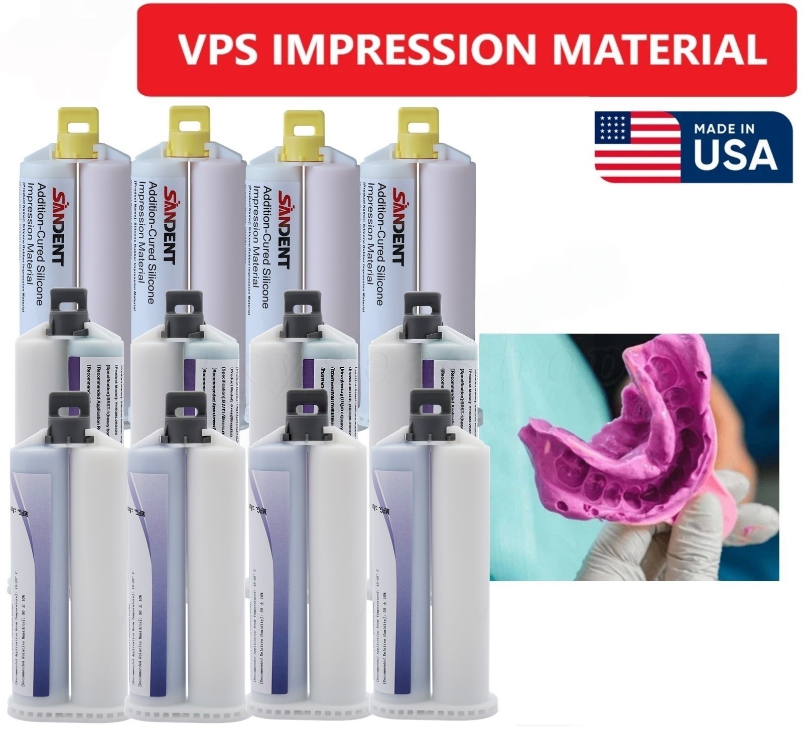 Dental MEDIUM HEAVY LIGHT Material REGULAR SET VPS Impression 50ml Cartridg 4/pk