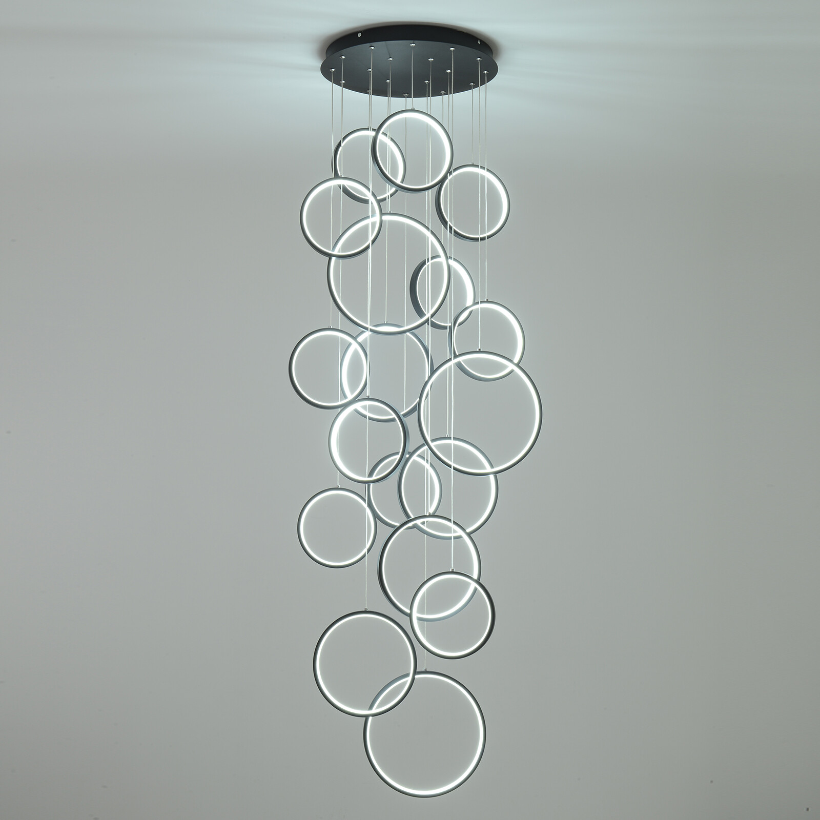 Modern Led Chandelier Lighting,Dimmable with Remote Control 18 Rings,Adjustable