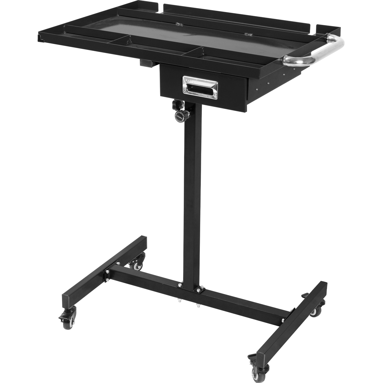 Adjustable Height Rolling Tool Tray,220lbs Capacity Down Work Table with Drawers