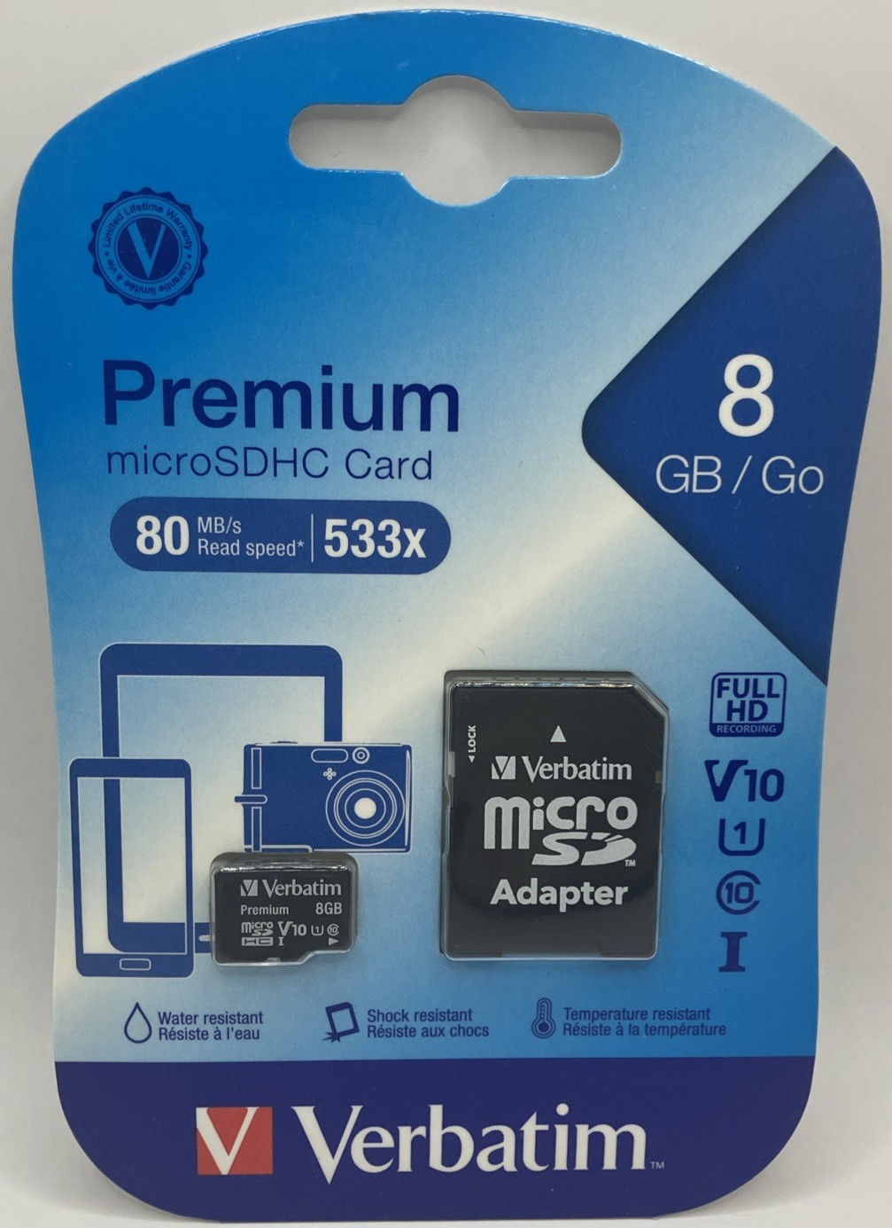 Verbatim Premium MicroSDHC Card 8GB New/Sealed