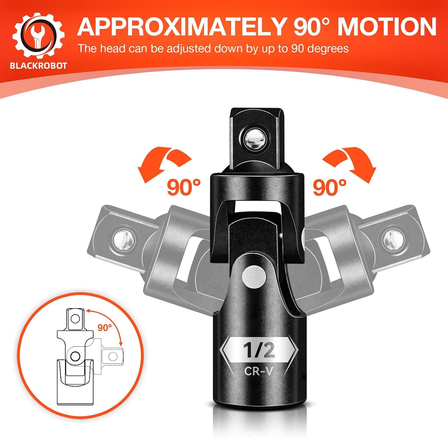 Universal Joint Set 3PCS, 1/2" 3/8" 1/4" Drive Socket Adapter Set, Premium