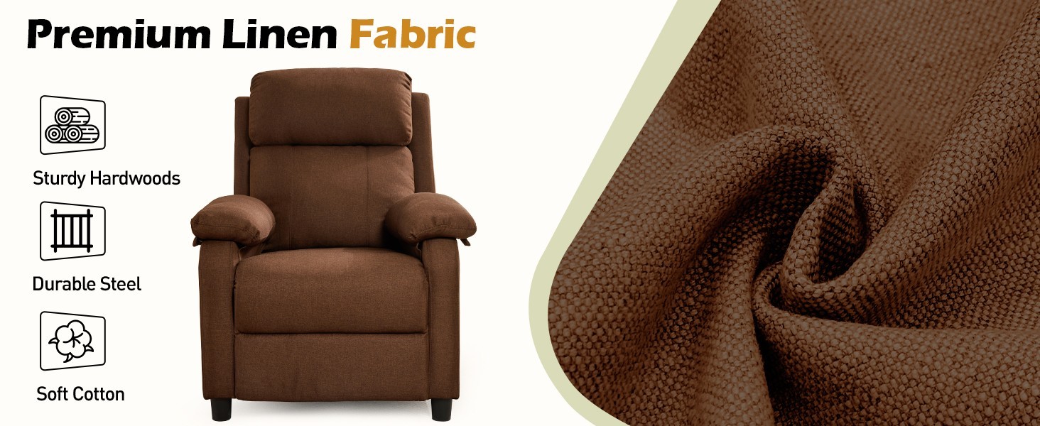 Korser Small Manual Push Back Recliner Chair with Side Pockets for Living Room