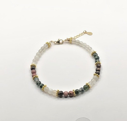 Tiny Multicolor Gemstone Beaded Bracelet, Moonstone