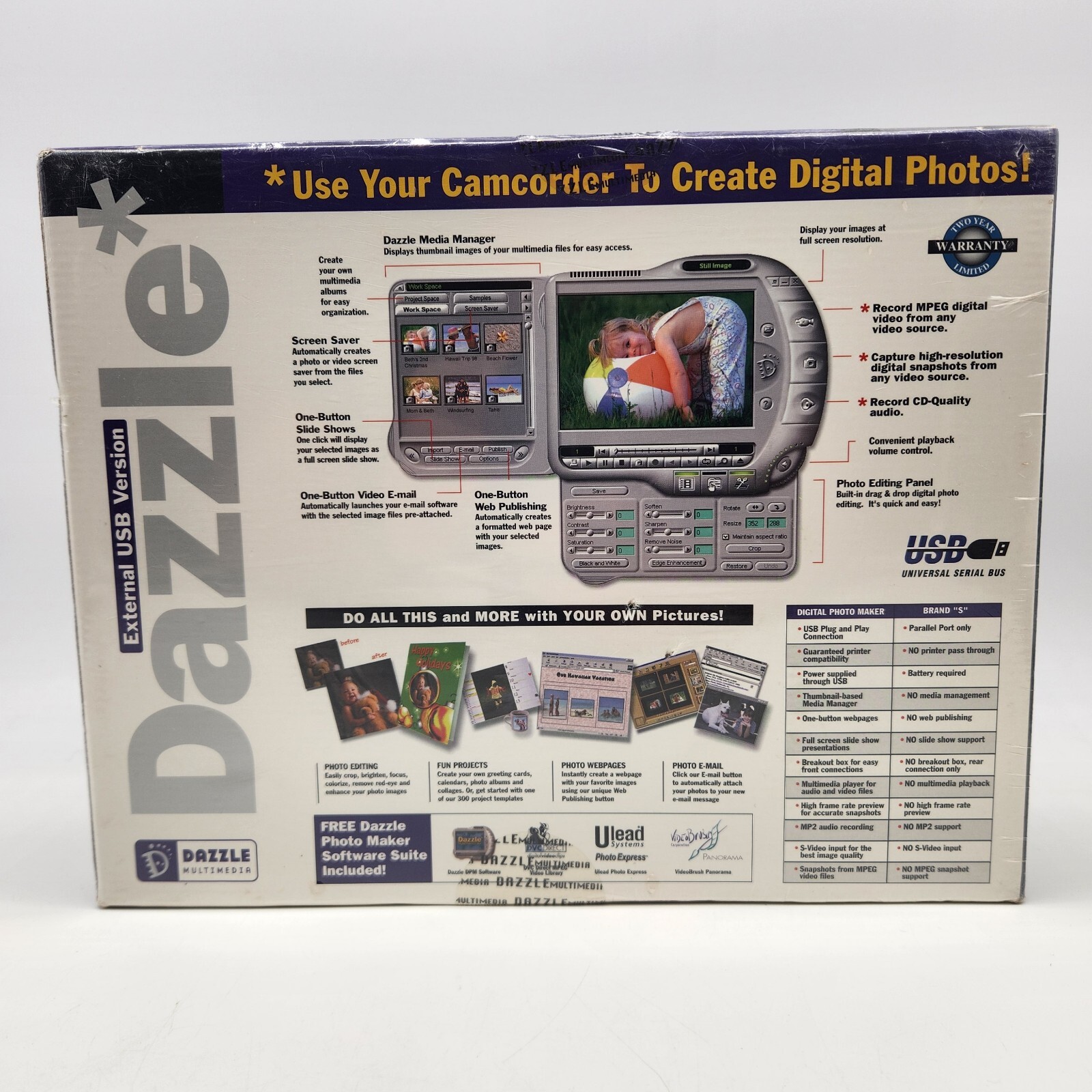 Dazzle Digital Photo Maker for Camcorder Ext USB Version Windows 98 Sealed