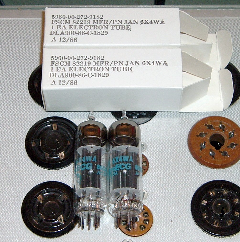 TUBES 2 new Philips 6X4W black plates 6X4WA 6X4 NOS NIB USA factory matching