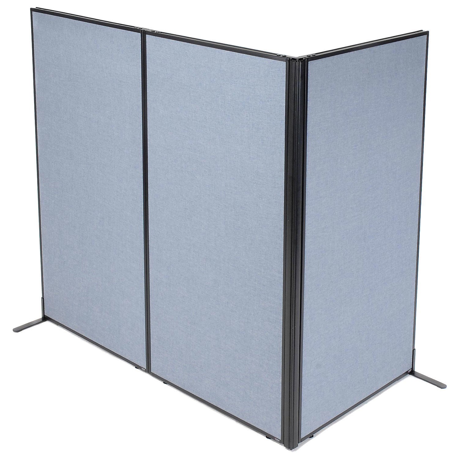 36-1/4"W x 72"H Freestanding 3-Panel Corner Room Divider Blue