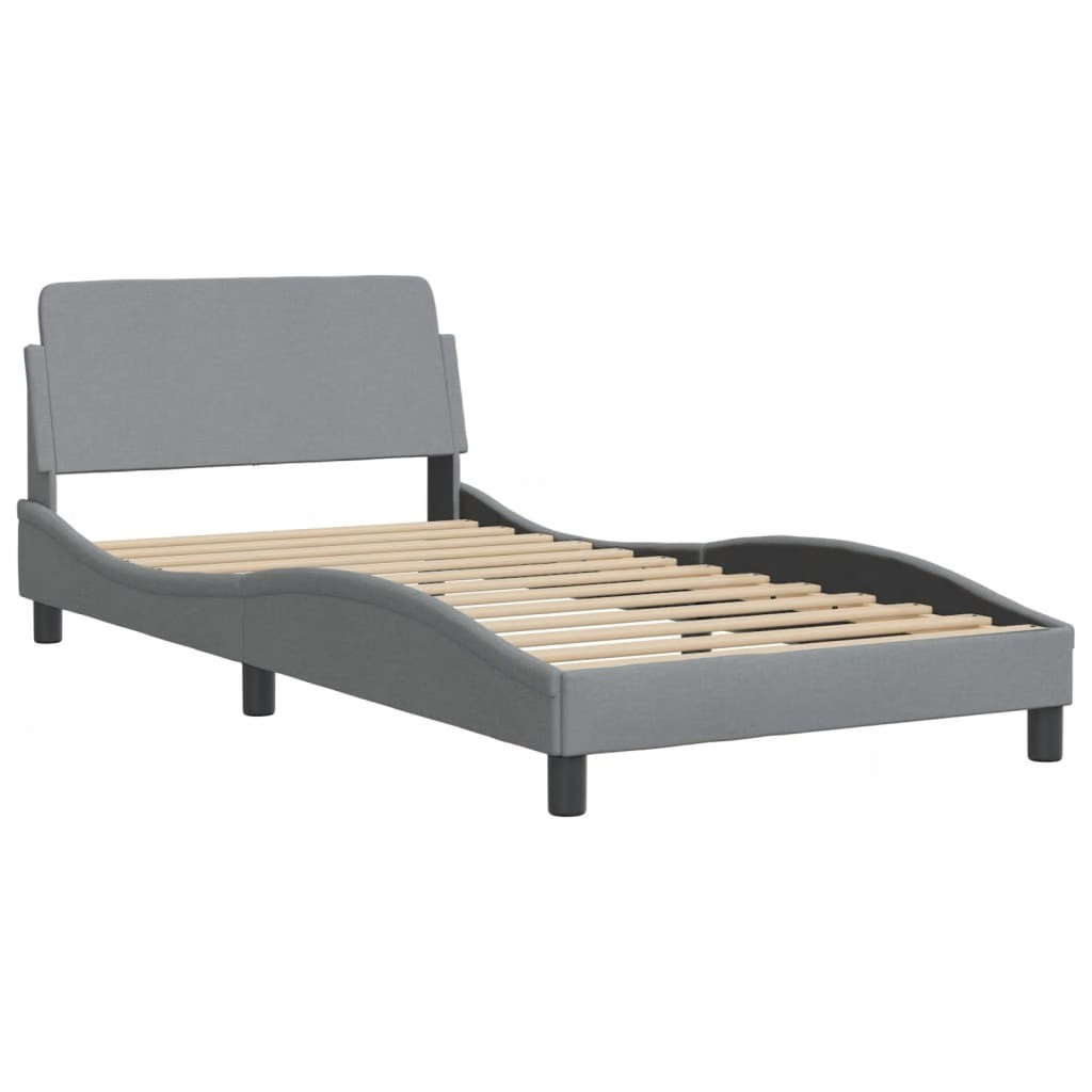 Bed Frame "Dover" Light Gray 39.4"x74.8" Fabric