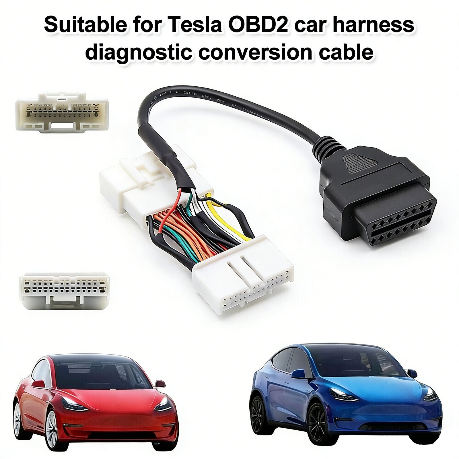 OBD2 Adapter for Tesla Model 3/Y, 26 Pin to 16 Pin OBD Diagnostic Cable Connecto