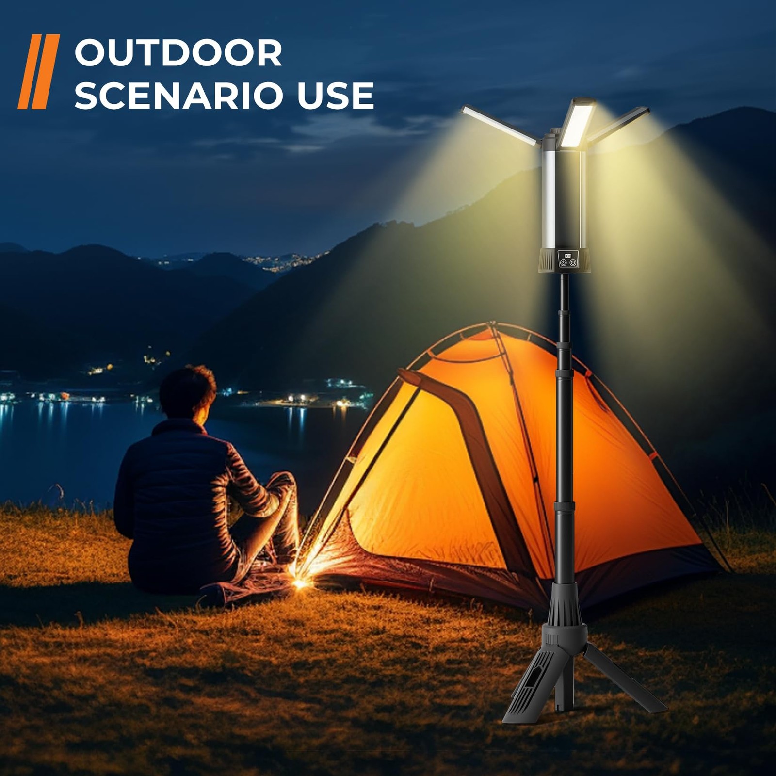 Rechargeable Work Light with Stand, LED Cordless Camping Light