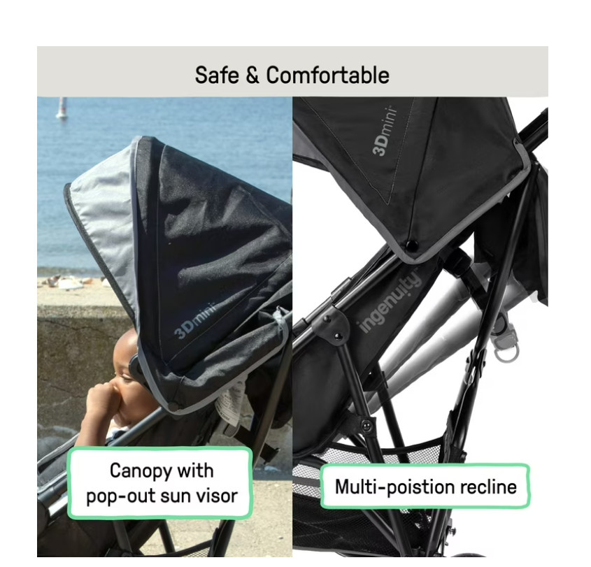 Ingenuity 3Dmini Lightweight Umbrella Convenience Stroller, Gray