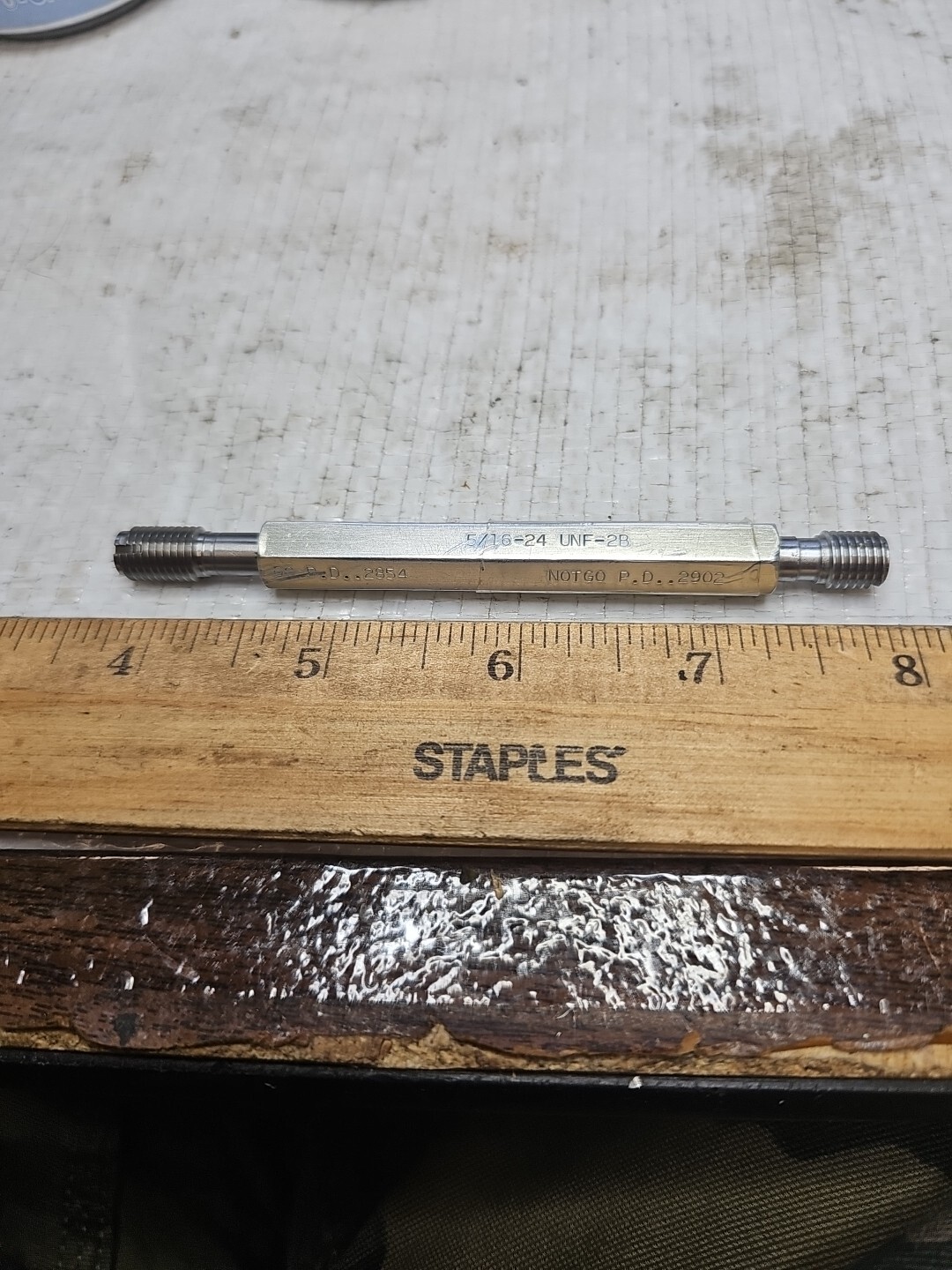 SOUTHERN GAGE  5/16-24 UNF-2B ~ Thread Plug Gage ~ Go No/Go ~ .2854 / .2902