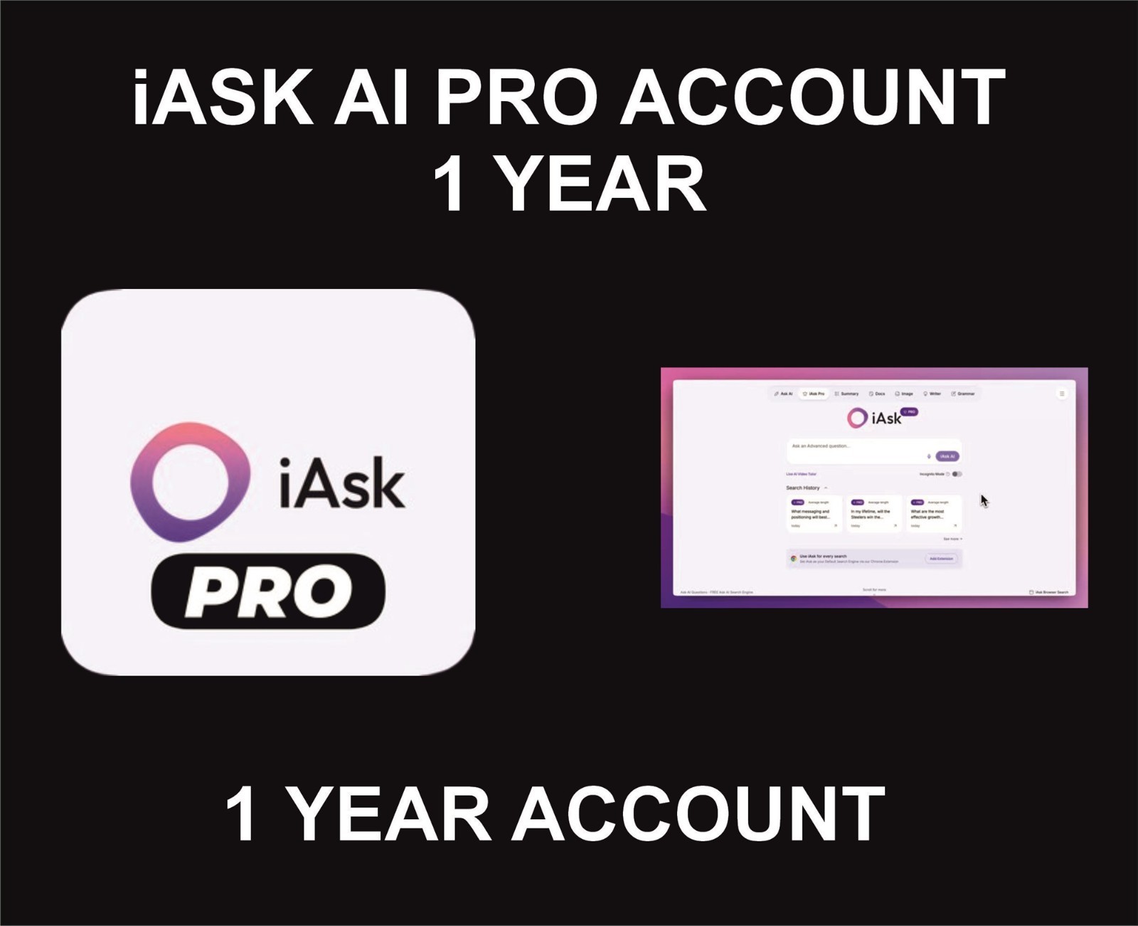 iAsk Ai Pro, 1 Year, Time Package, Account