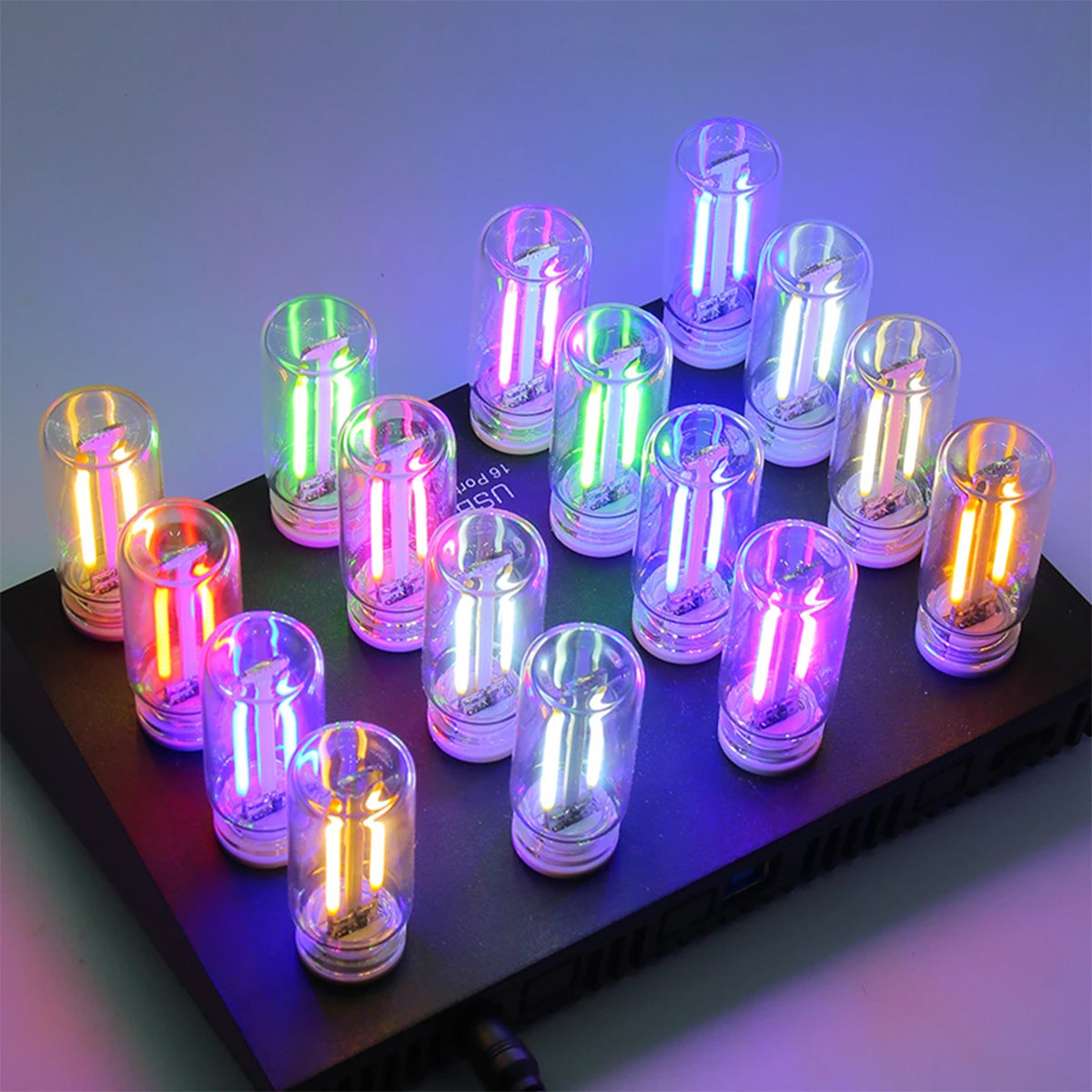 USB Glass Bottle Atmosphere Night Light – Touch Switch Dimmable LED Bulb, Multi