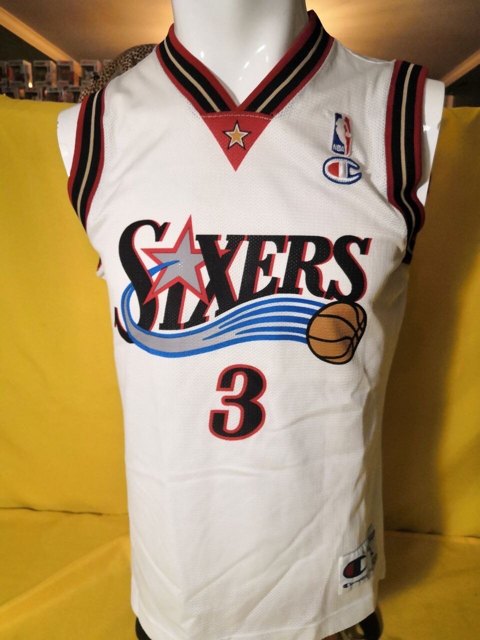 SIXERS 76ERS  IVERSON 3 NBA BASKETBALL JERSEY CHAMPION SIZE L - S1-39