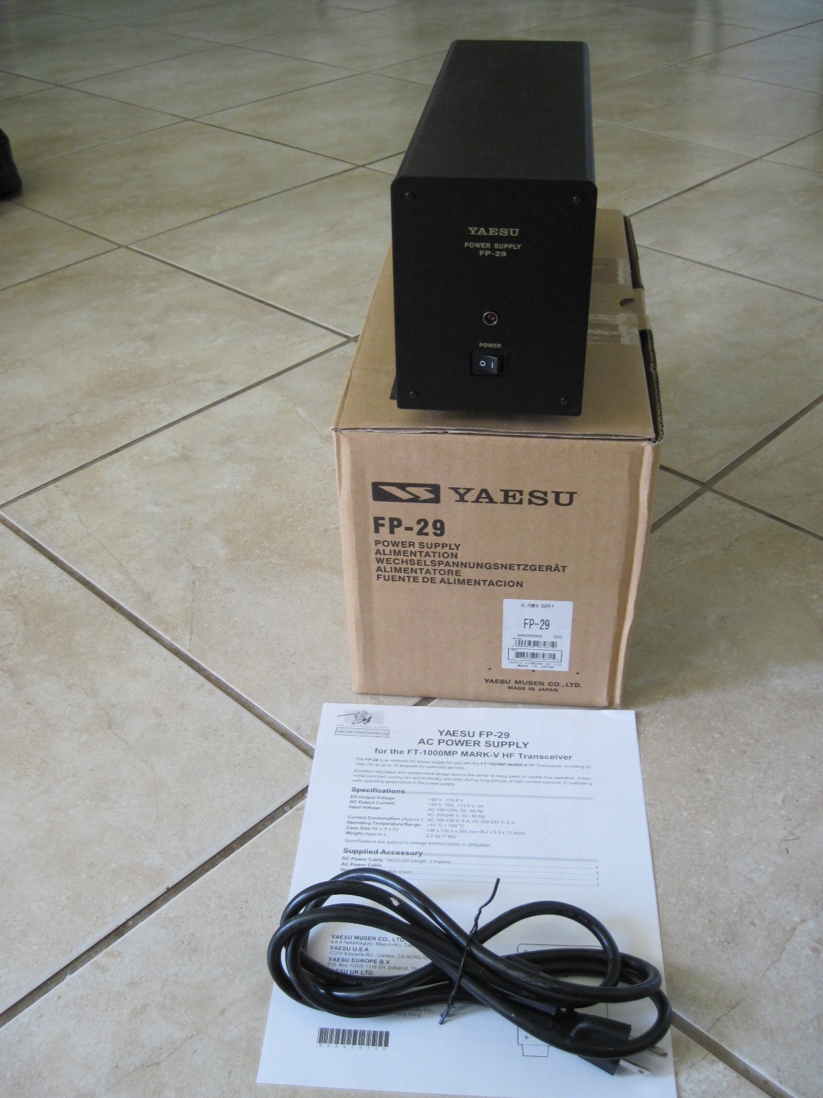 Yaesu FP-29 Power Supply for FT-1000MP Mark V (200W)  in Good shape-Original box