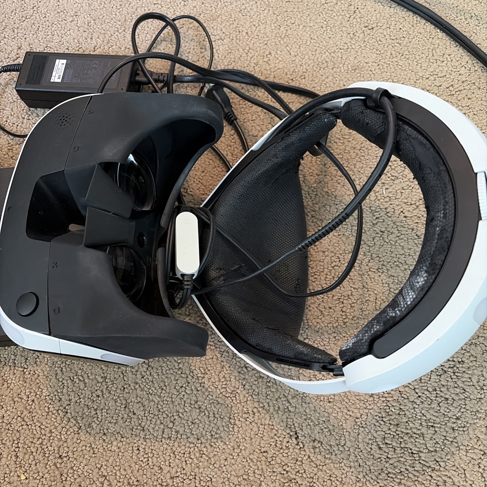 PlayStation VR 1 Headset and Breakout Box with cables, no controllers