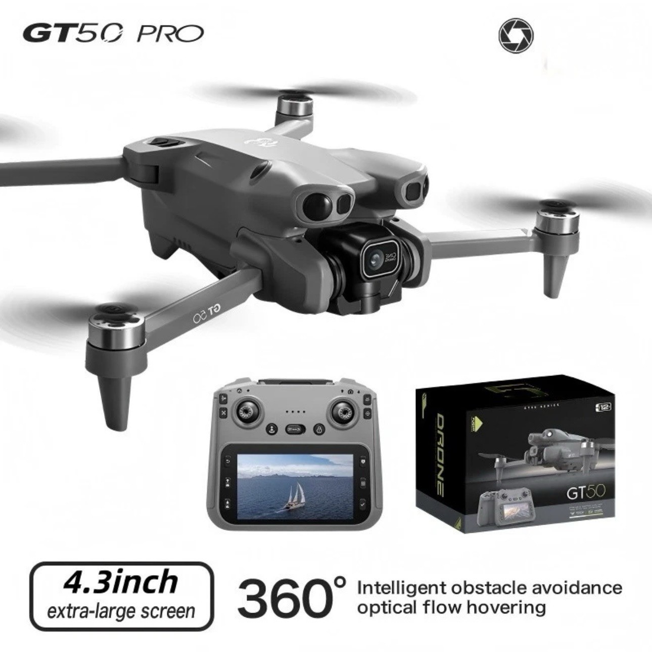 GT50 PRO Ready-to-Fly 4K Camera Drone w/ Screen Remote, Obstacle Avoidance