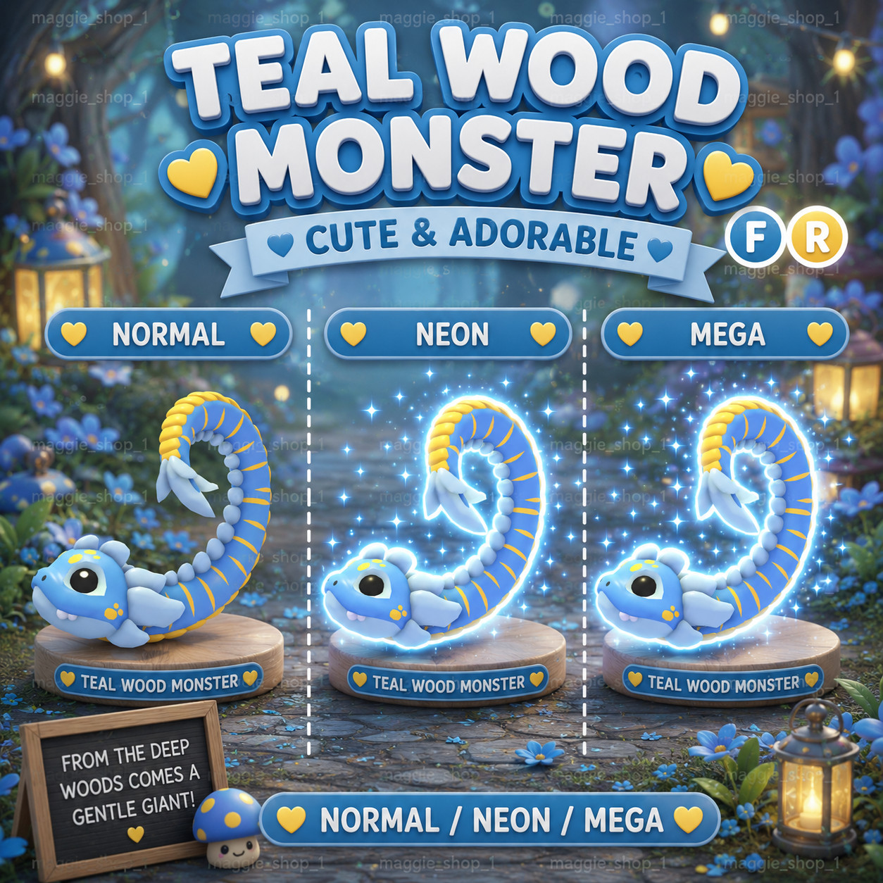 Tealwood Monster FR Normal/Neon /Mega ✨ Adopt From Me Today ✨ Top Picks