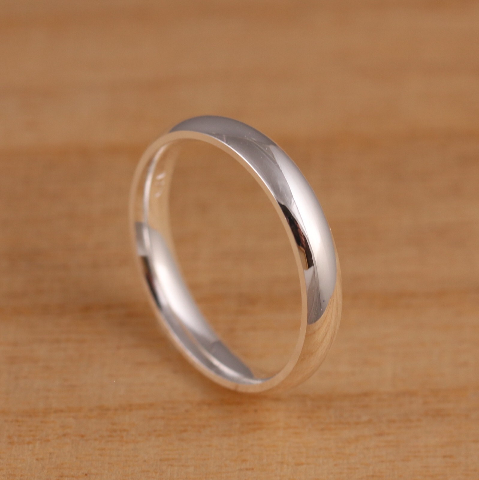 Solid 925 Sterling Silver Plain Wedding Band Ring Comfort Fit D-Shaped Thumb