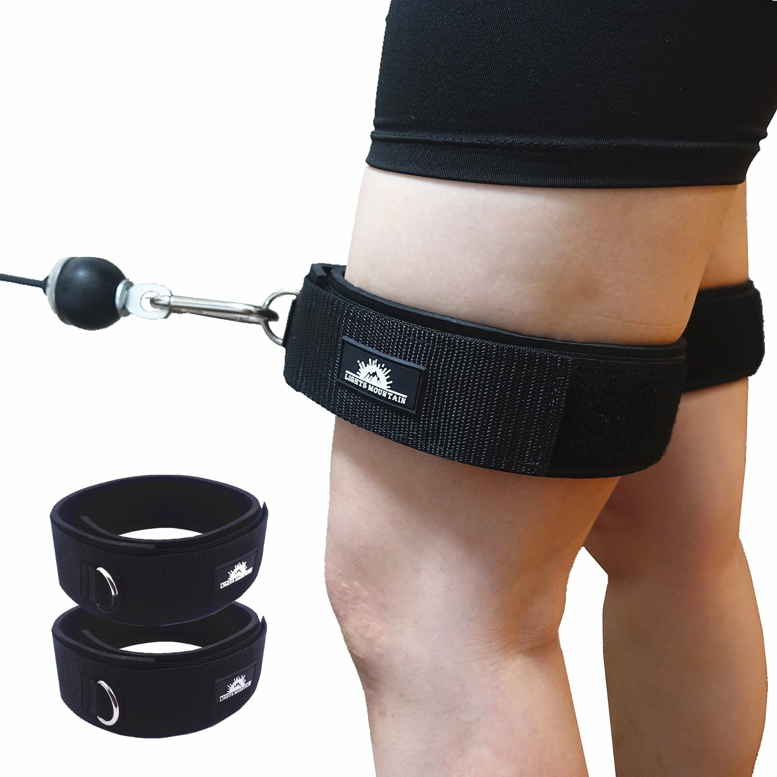 Fitness Thigh Straps Padded D-Ring Ankle Strap Leg Cuffs for Gym Cable 1 pair