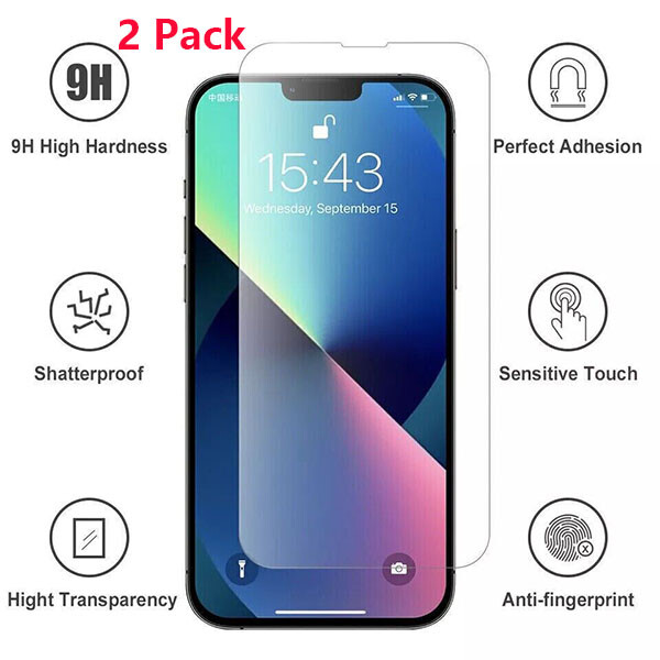 2X Tempered Glass Screen Protector For iPhone 12 13 14 15 Pro Max Mini