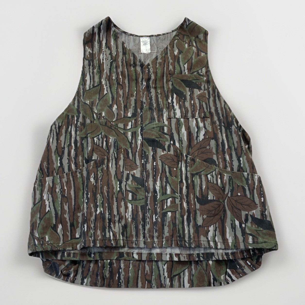 Vintage Realtree Hunting Vest Mens M Brown Green Camo Outdoors Full Zip