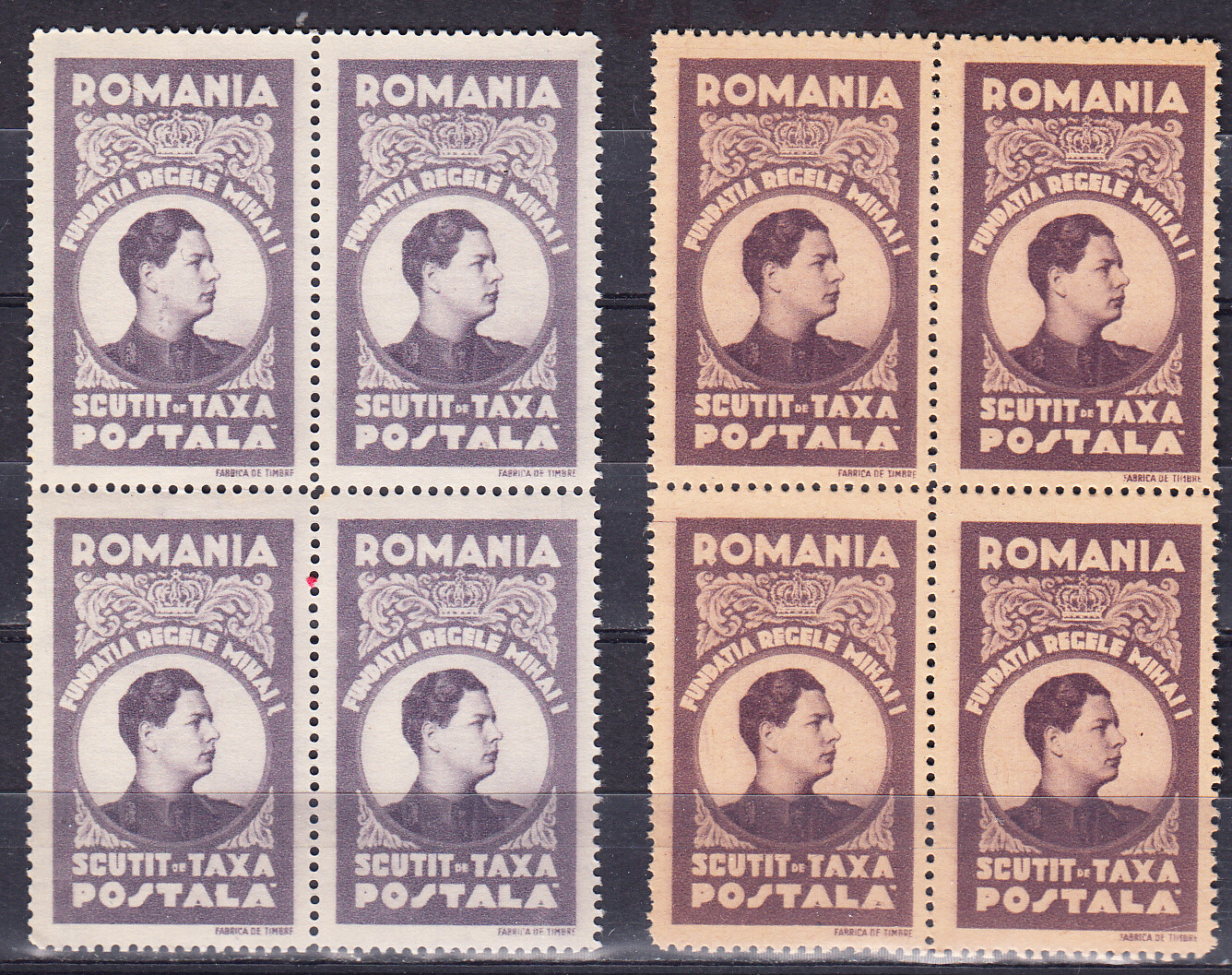 W ROMANIA Y1932 (1-2) BK SCOUT TAX GUMMED + UNGUMMED BLOCKS