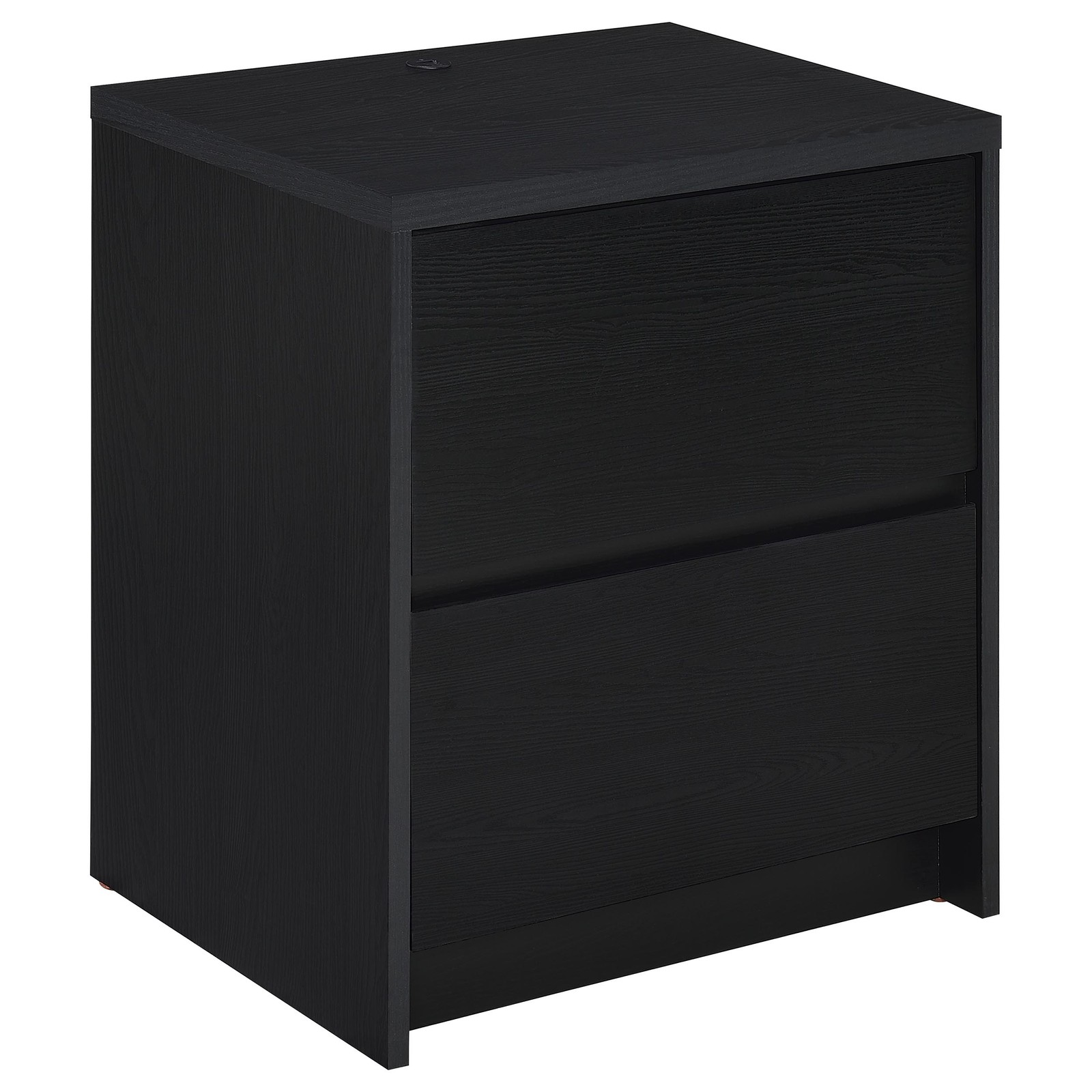 Geary Black 2-drawer Nightstand LED Lights and USB