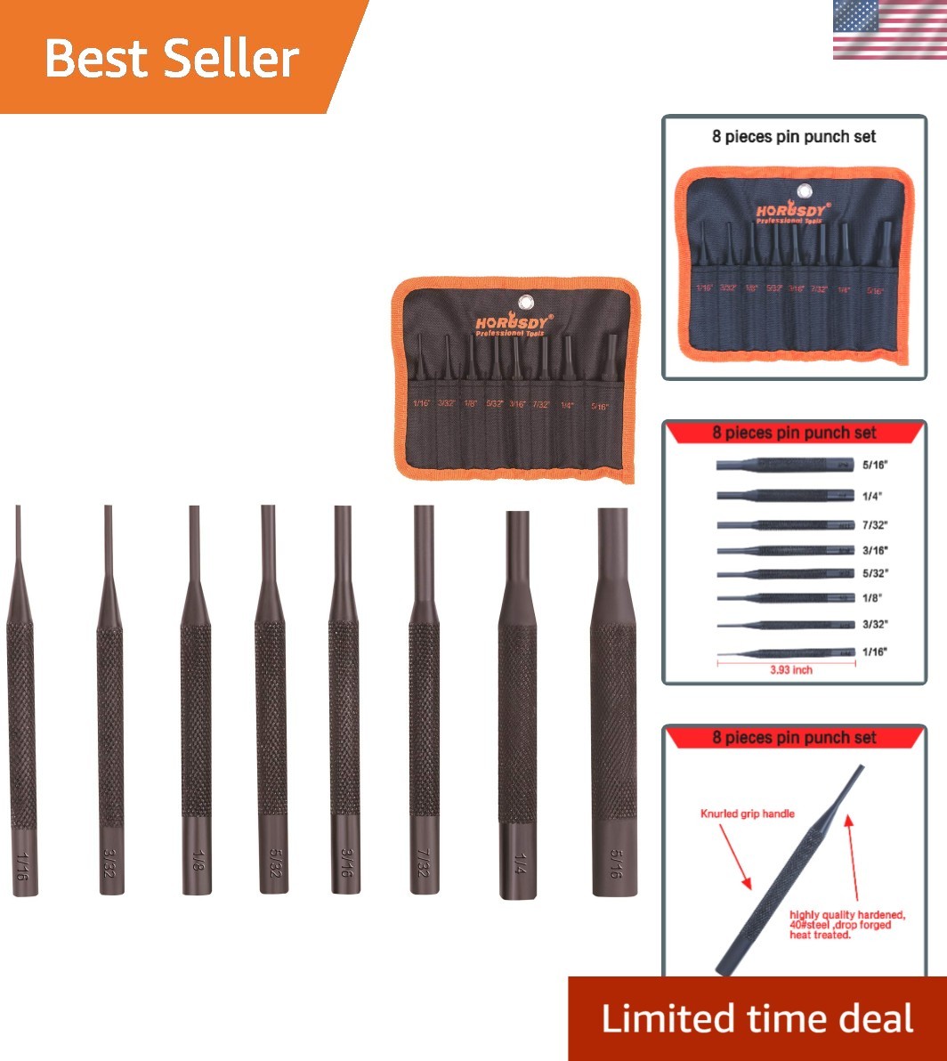 8 pcs Pin Punch Set,Removing Repair Tool w/ Holder- for Automotive, Watch Repair
