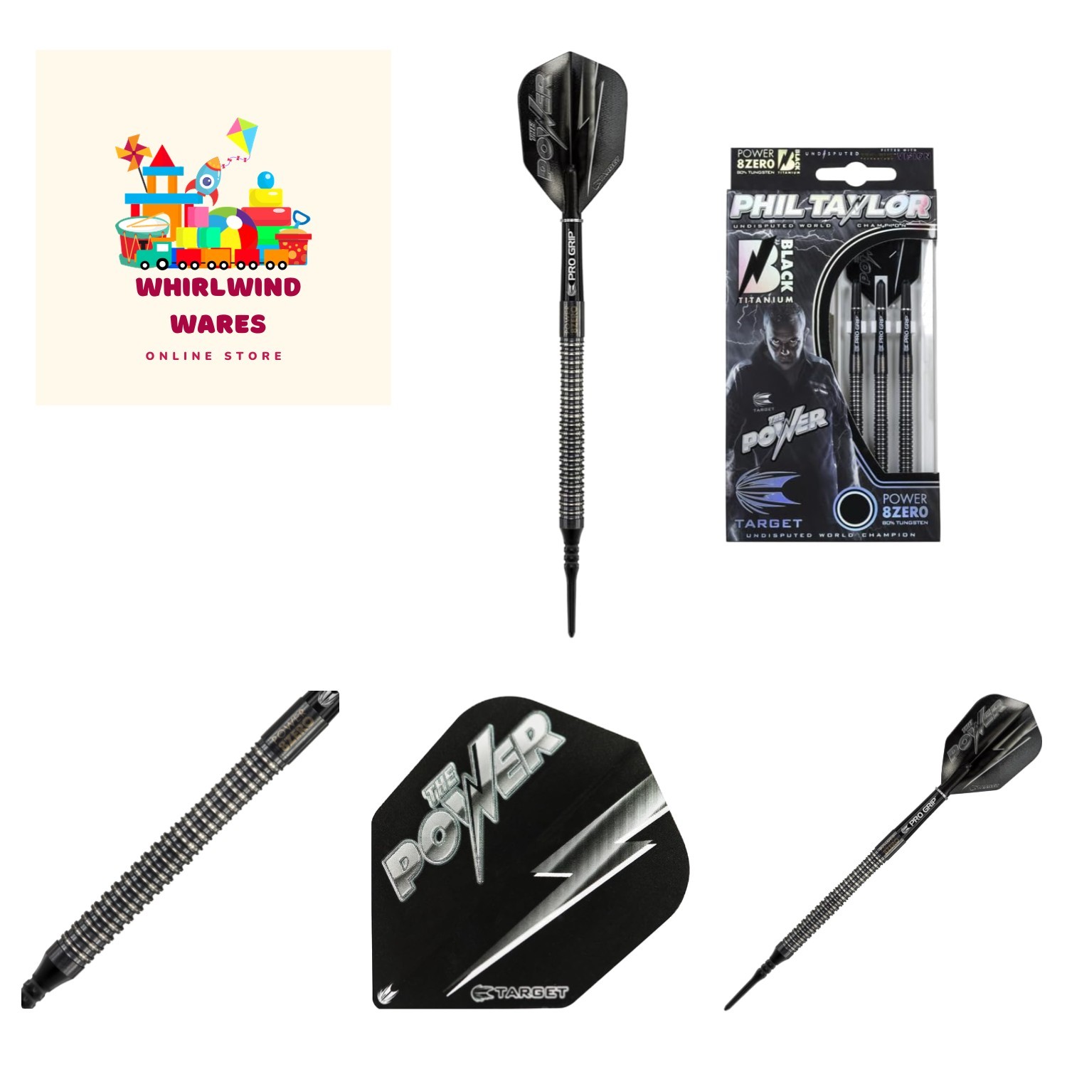 Heavy-Duty Power 8Zero Titanium Soft Tip Darts - Includes 3 Barrels, 3 Shafts