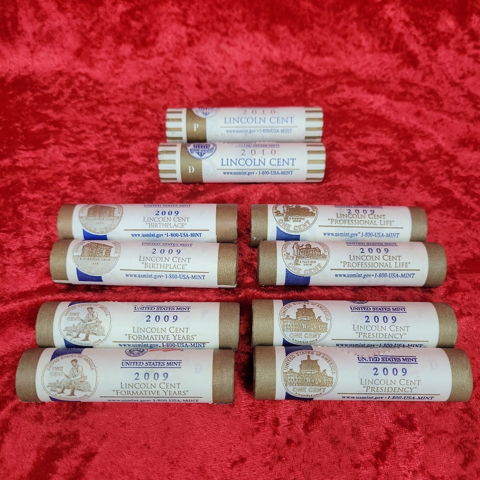 2009-2010 Lincoln Bicentennial Cent/Penny P&D US Mint 10 Roll Set