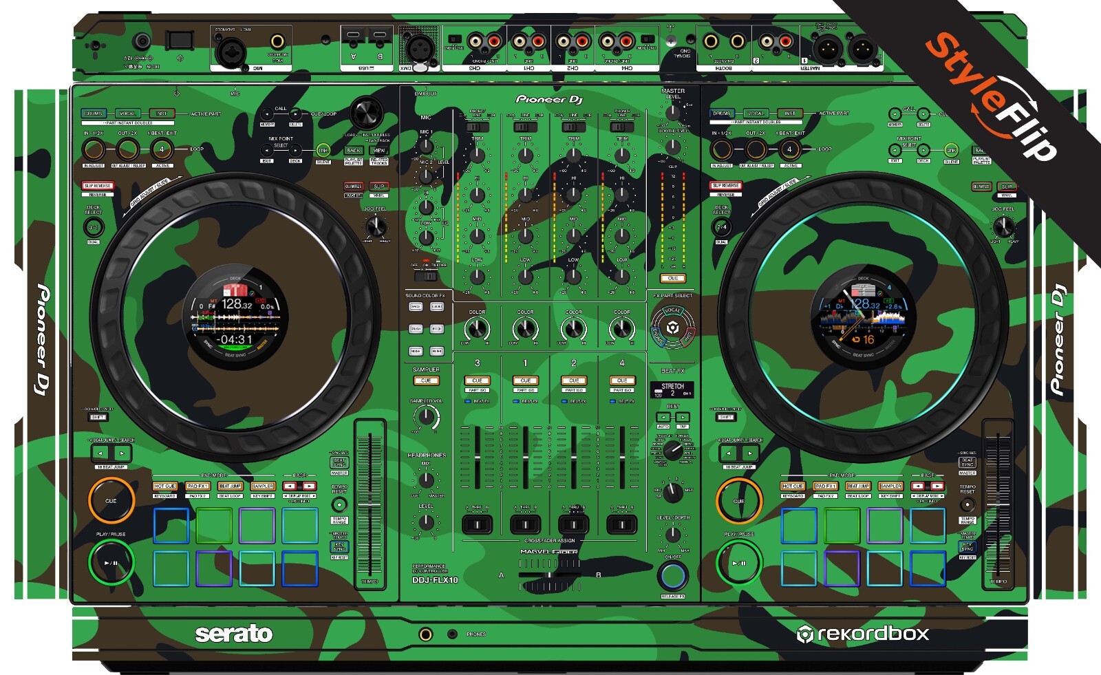 Pioneer DDJ-FLX10 Skin | Green Camo | Protective Decal | StyleFlip Skins